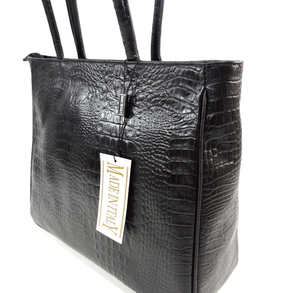 LUIGI TRAINI 🇮🇹 Women's Black  Leather Handbag - Picture 4 of 6